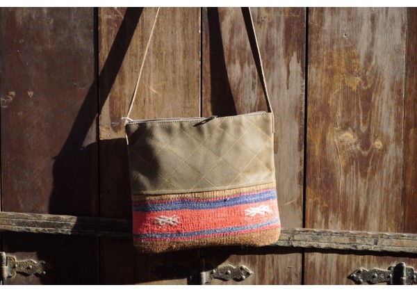 Leather Kilim Cross Body Bag 