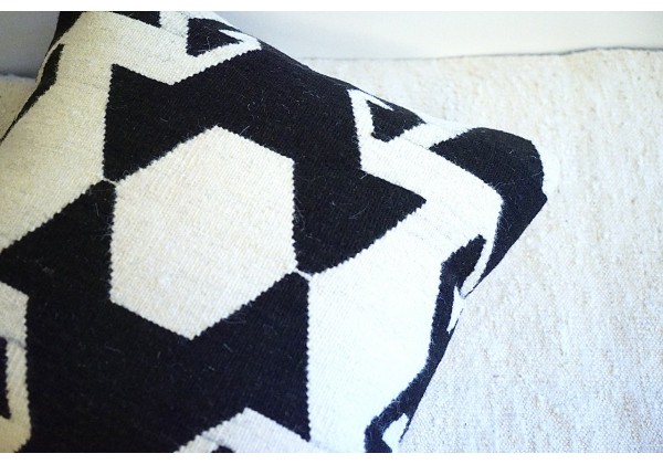 Woven Woolen Cushion 'Black & White'